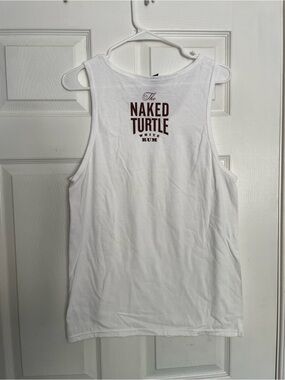 Mens sz Small 100% Cotton The Naked Turtle White Rum District White Graphic Tee